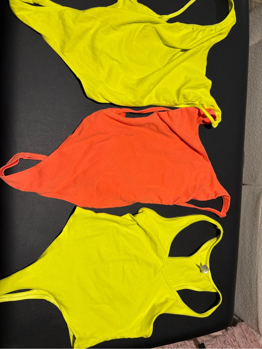 American Apparel Bright Yellow and Neon Orange Racerback Tank Set
